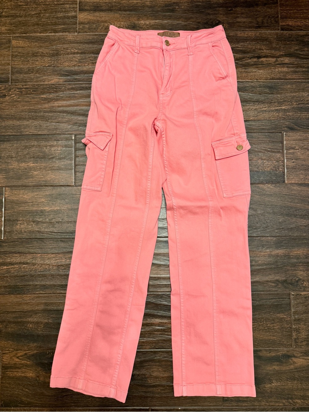 Judy Blue Bright Pink Wide Leg Cargo Pants Size 5/27 Stretch High Rise